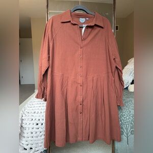 ARULA Terracotta Long Sleeve Dress